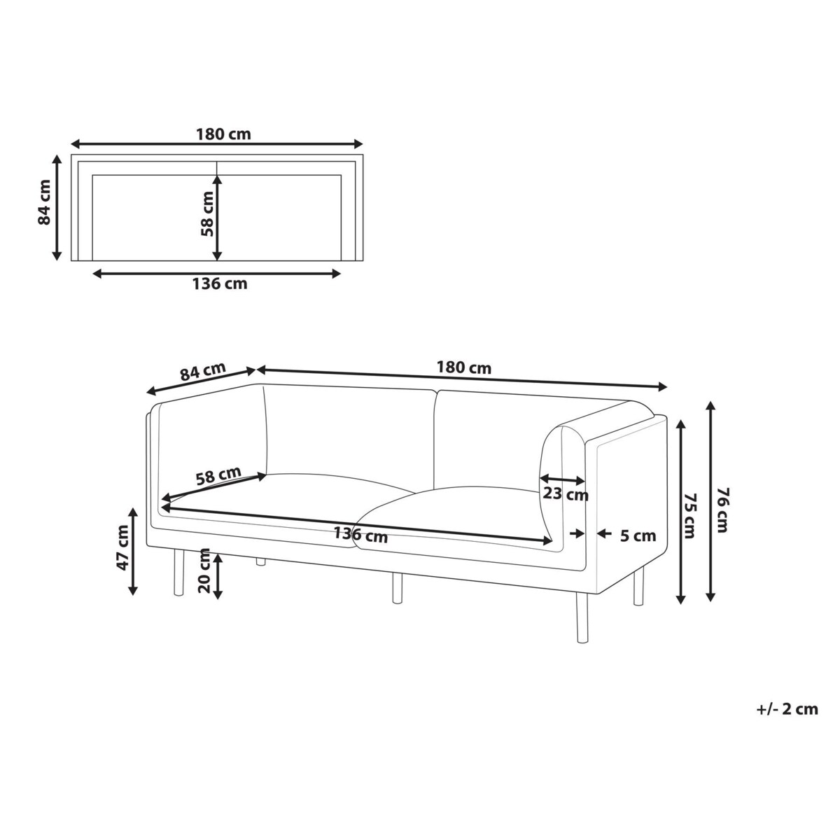 Sofa VORGOD Boucle Złamana biel dla 2 osób
