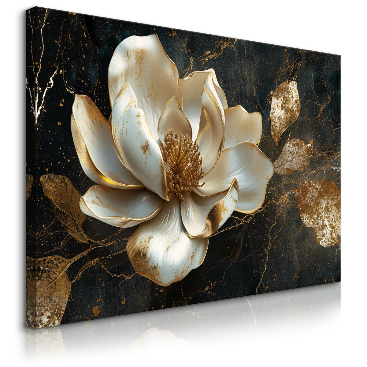 OBRAZ CANVAS DO SALONU SYPIALNI BIAŁY KWIAT MARMUR ABSTRAKCJA 120x80cm