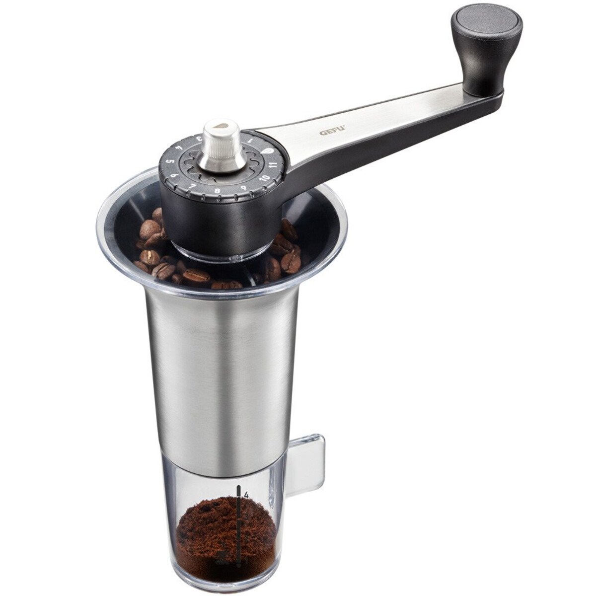 Młynek do kawy, praktyczne pokrętło z 11 stopniami pomoże dokładnie zmielić ziarna