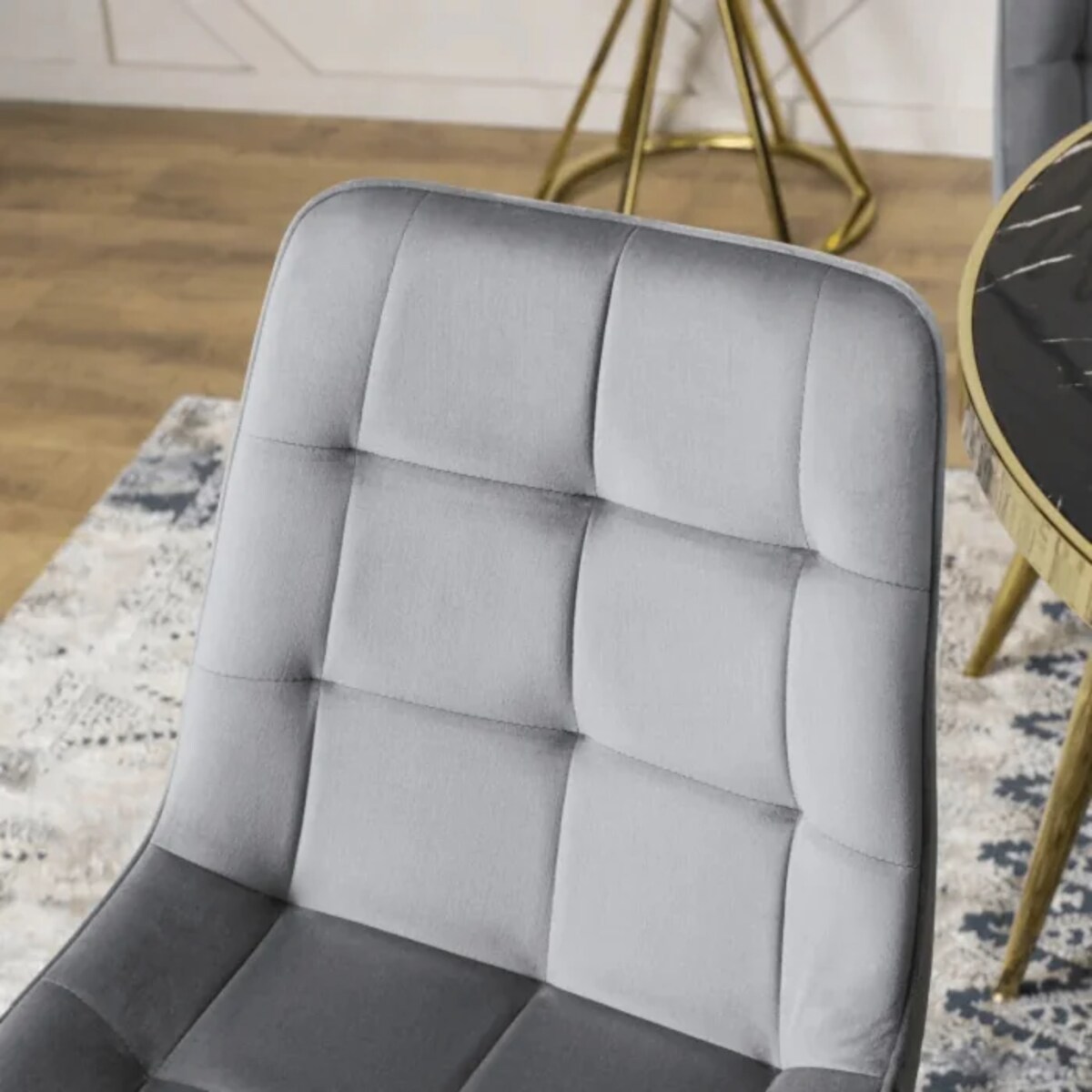 Krzesło Tapicerowane Welurowe Kuchenne Do Jadalni Kuchni Salonu Szary CARO