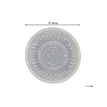 Dywan zewnętrzny dwustronny okrągły ⌀ 140 cm beżowo-niebieski YALAK