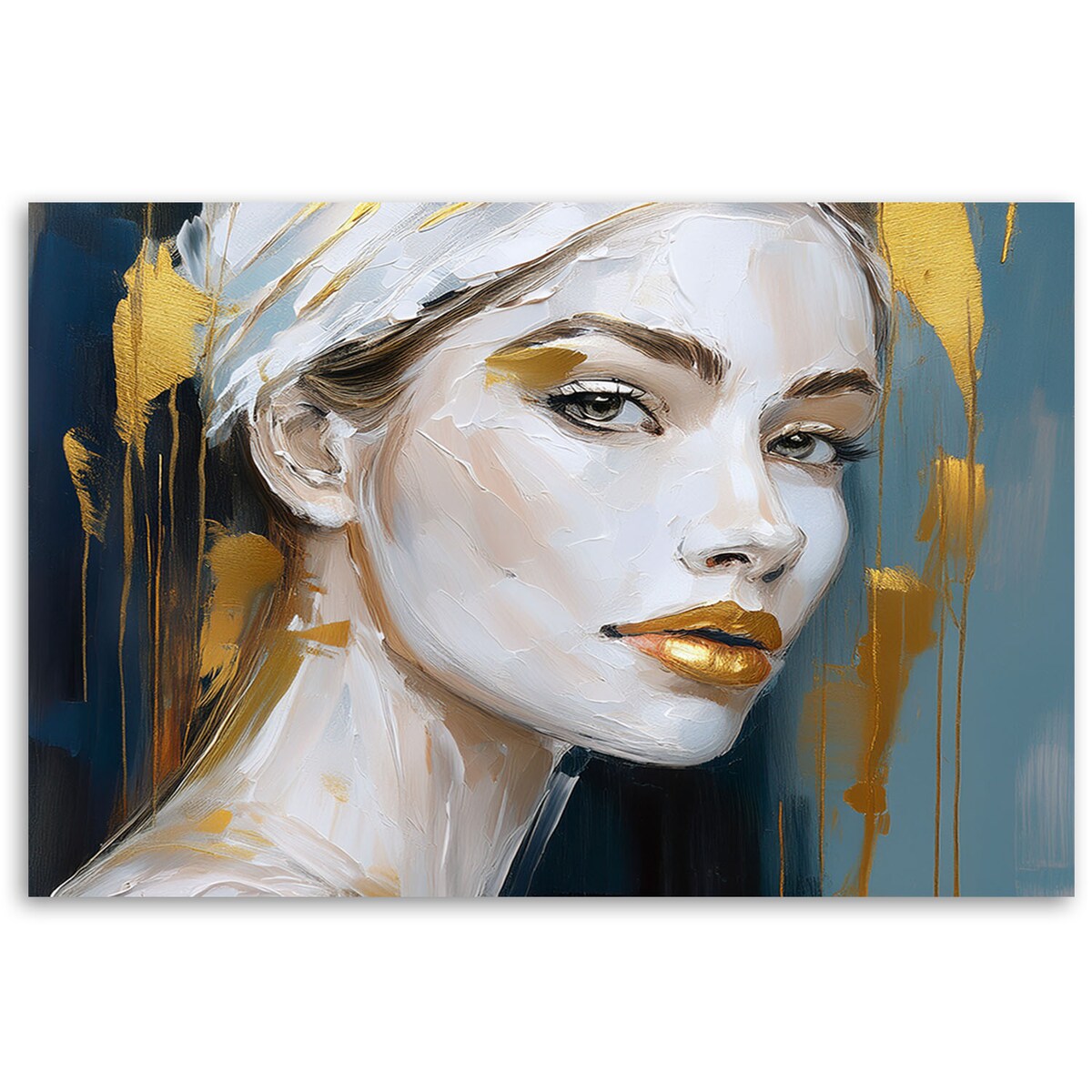 Feeby Obraz do salonu nowoczesny, Portret kobiety złoty glamour 100x70