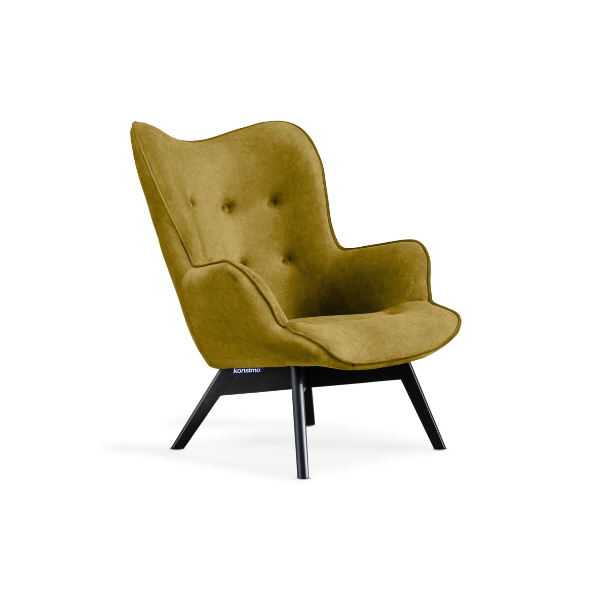 KONSIMO GLORI Fotel relaksacyjny welurowy z pikowaniem w jasnym odcieniu żółci