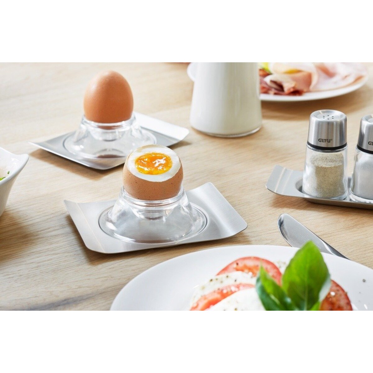 Podstawki na jajko 2 sztuki, kubeczki ze stali nierdzewnej z podstawką na skorupki