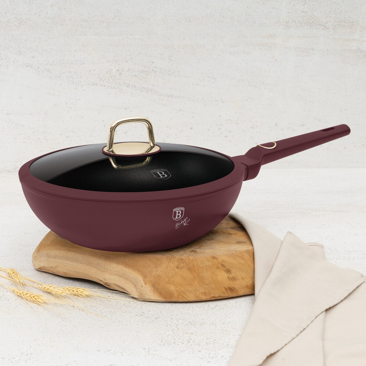 Patelnia wok z pokrywką 28cm BerlingerHaus Leonartdo BH-8034