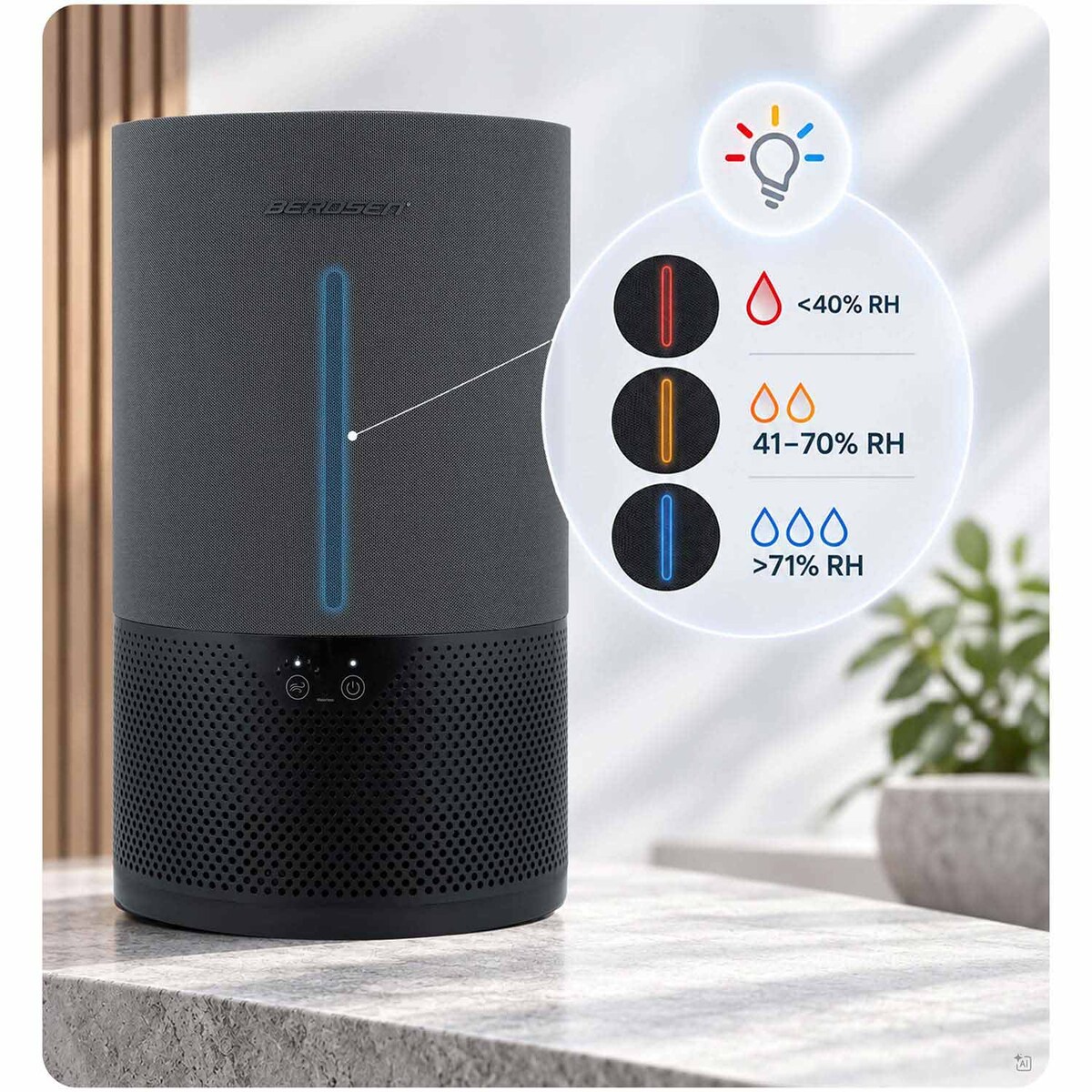 Nawilżacz powietrza Berdsen BD-503 ewaporacyjny 350 ml/h 5L oczyszczacz czarny