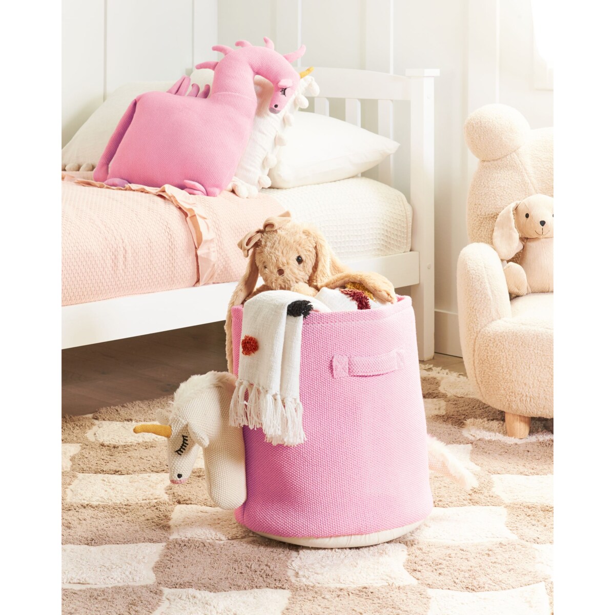 Kosz jednorożec bawełniany różowy NARROTI
