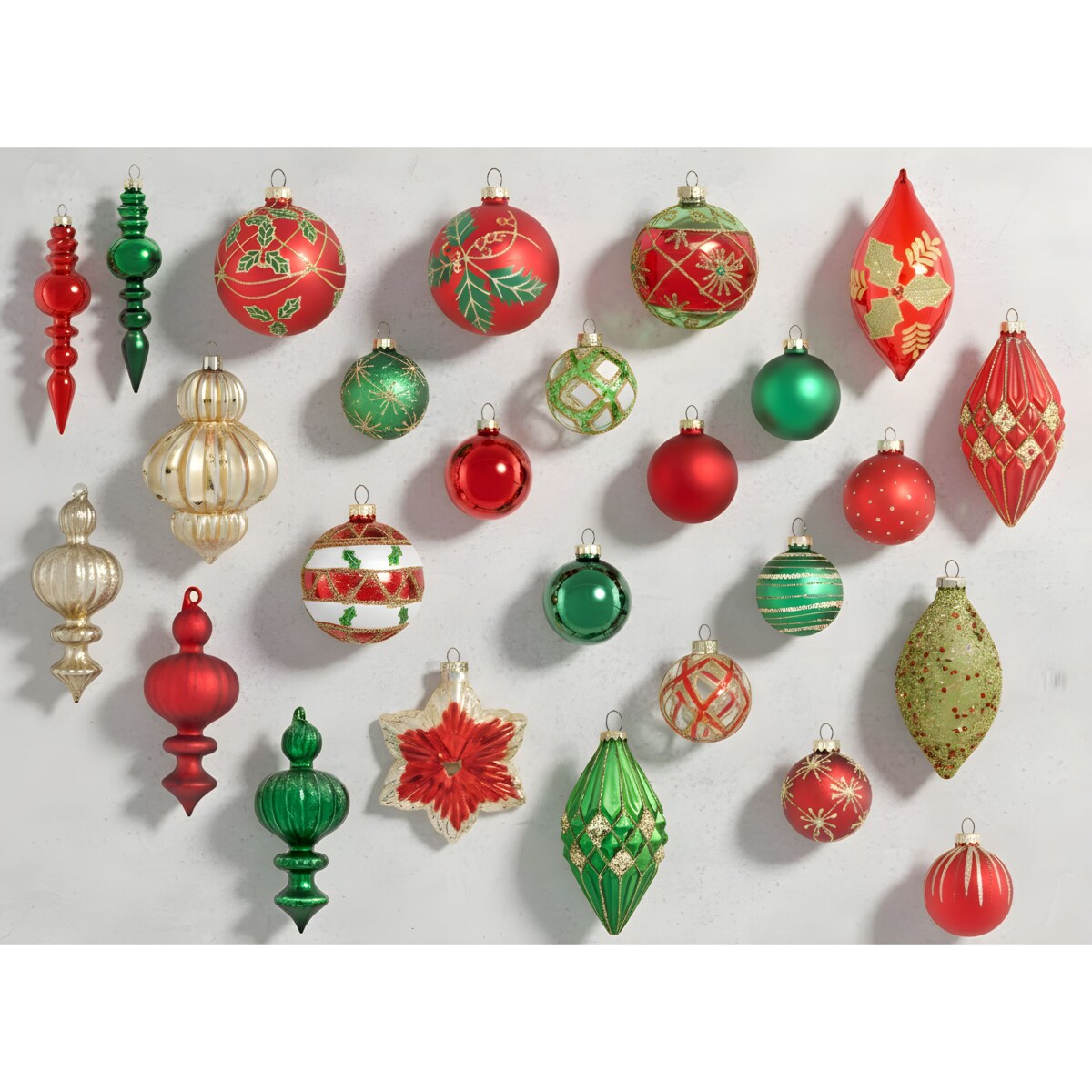 Zestaw 70 bombek TWINKLE Szkło Czerwony/ zielony