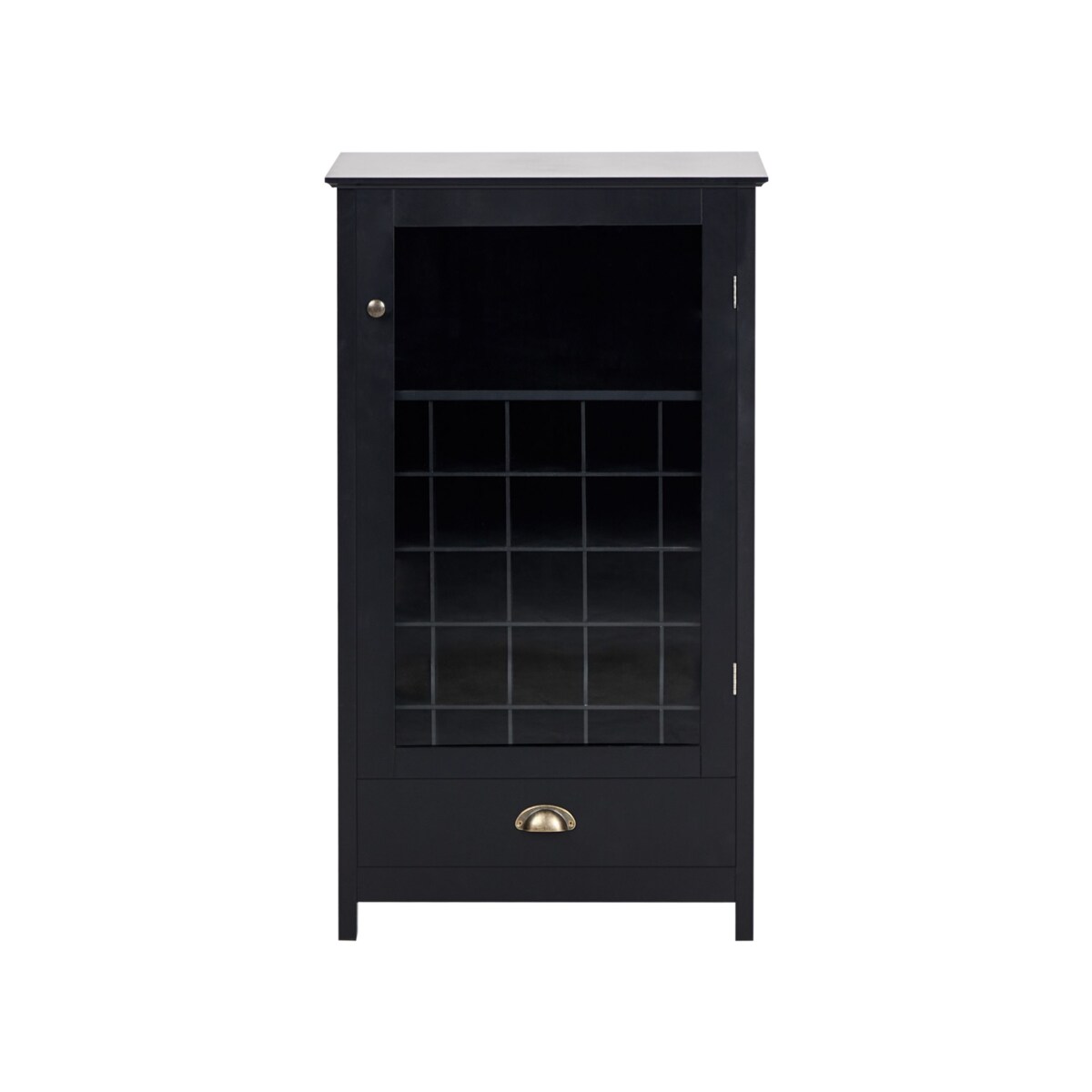Szafka z półką na wino ze szklaną gablotą czarna CERES