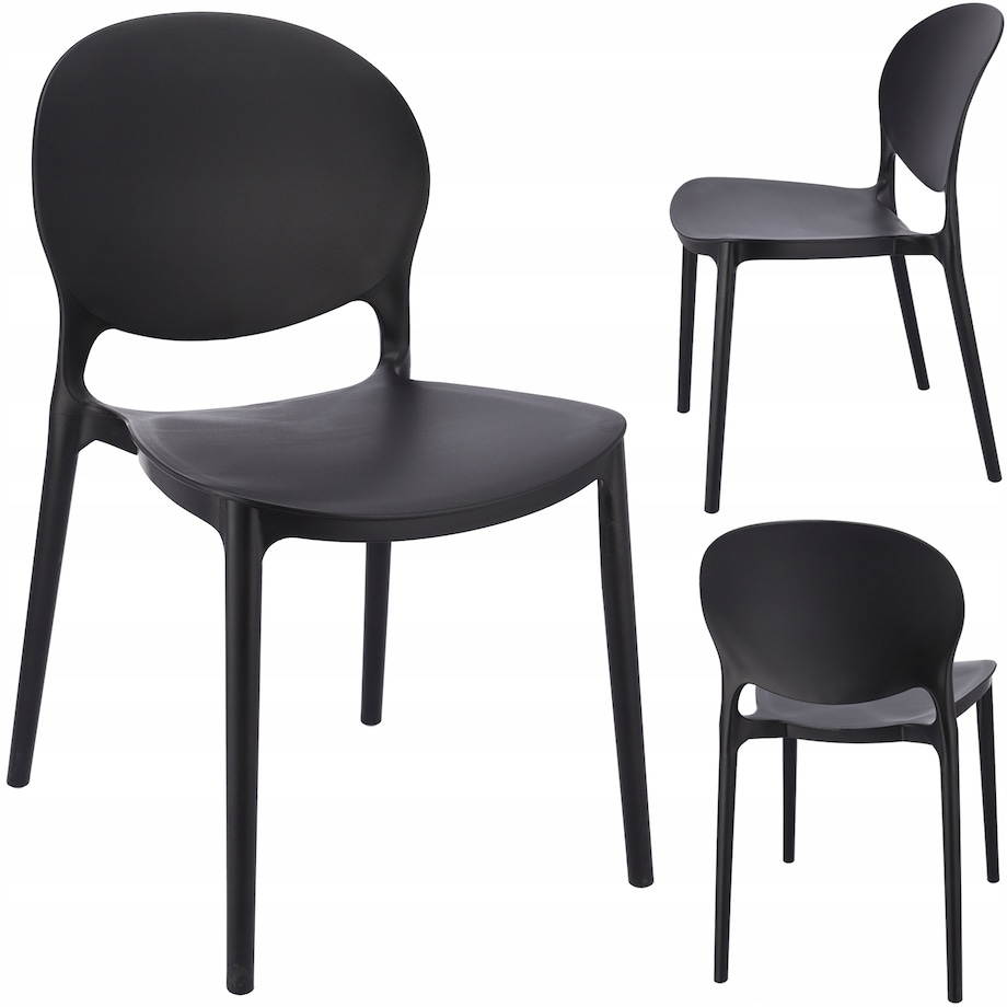 Krzesło ogrodowe plastikowe JUSTIN czarne