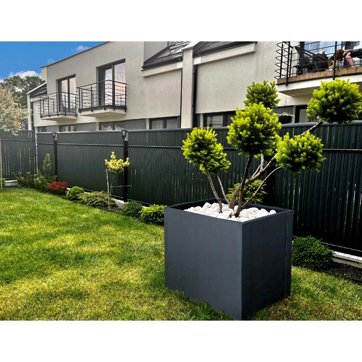 Donica ogrodowa metalowa150x40x70 RAL7016 antracyt