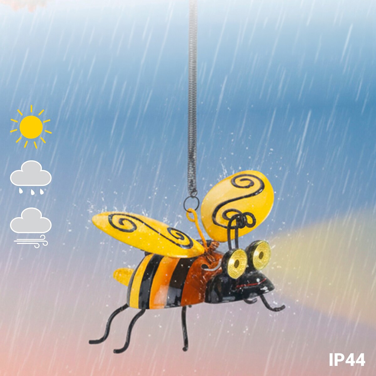 Lampa solarna, pszczółka ze świecącymi oczami LED, 14 x 9,5 cm