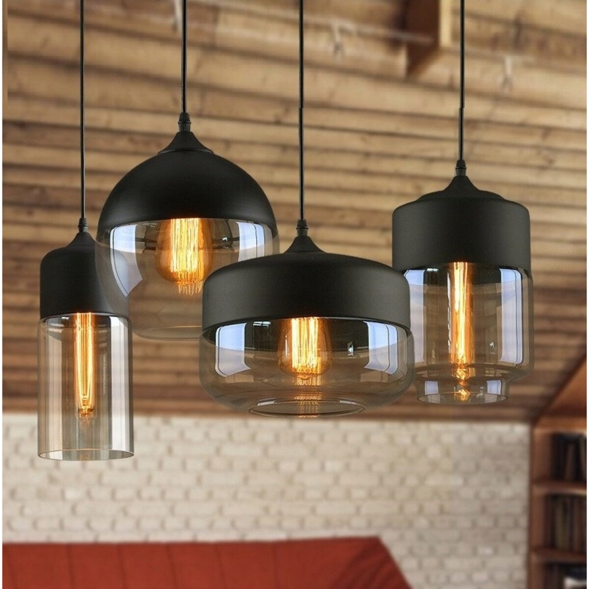 Lampa Wisząca Szklana Loft Industrial Zenit Black