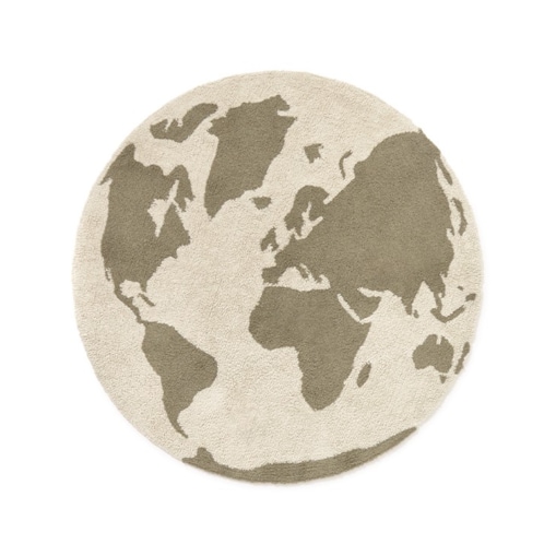 Dywan Bawełniany RugCycled Mapa Świata, Ø 120 cm, Lorena Canals
