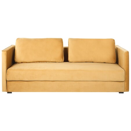Sofa rozkładana welurowa żółta EKSJO