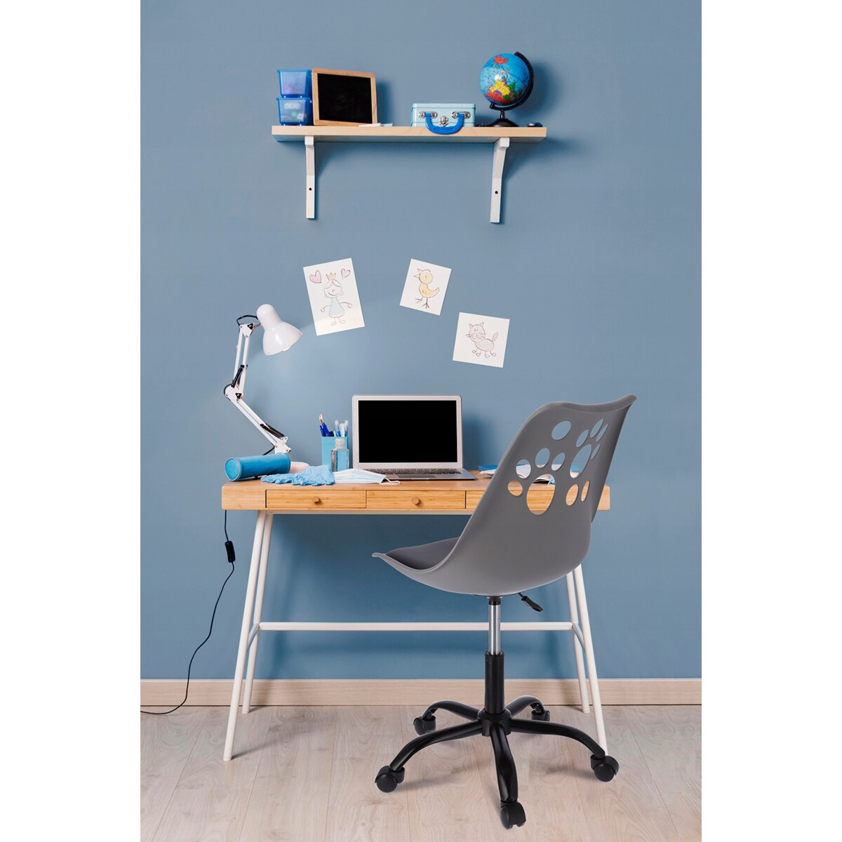 Krzesło biurowe JOY obrotowe dziecięce szaro-czarne