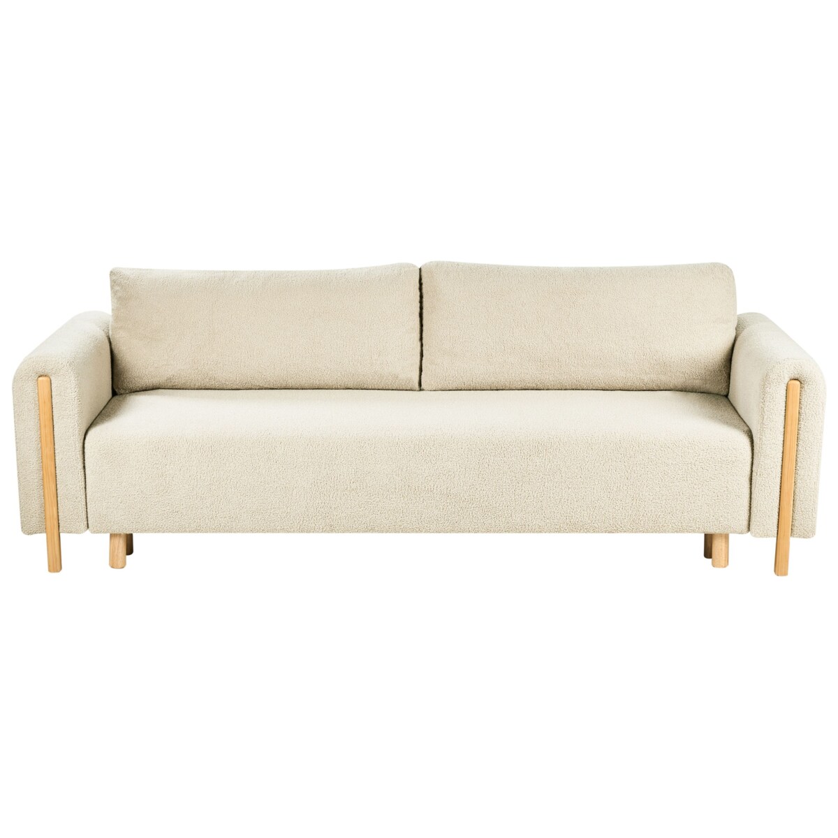 Sofa rozkładana dla 3 osób KVAM Boucle Złamana biel ze schowkiem