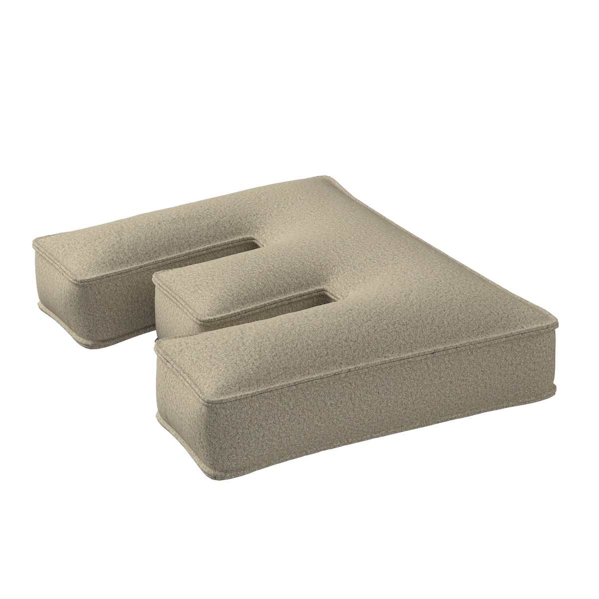 Poduszka literka E, jasny beż, 30x40cm, Boucle