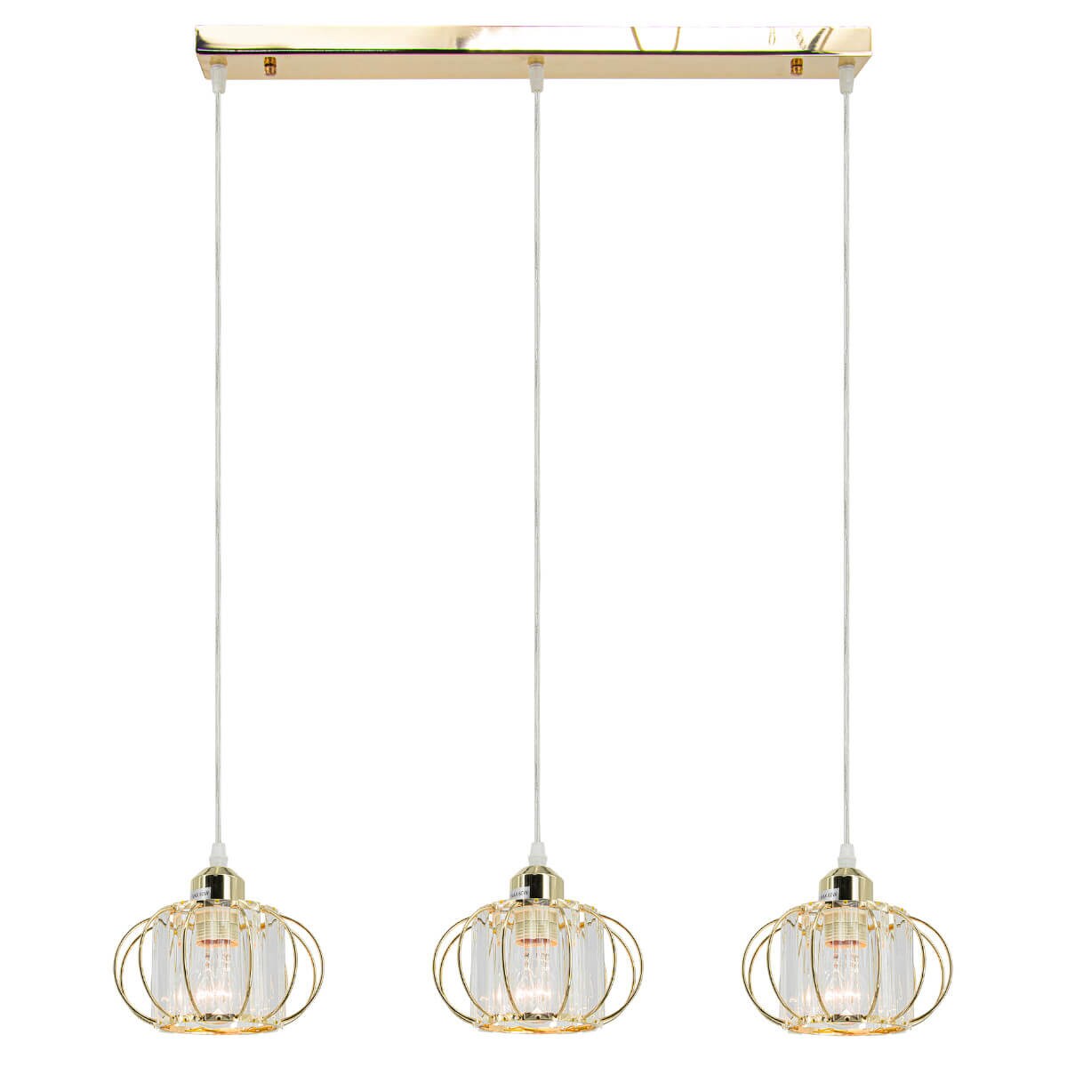 Skandynawska lampa zwieszana Acri 8221/3 TR potrójna nad stół szklana złota