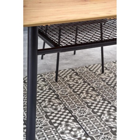 STÓŁ OWALNY Sonic dąb złoty CZARNE STALOWE NOGI rattan