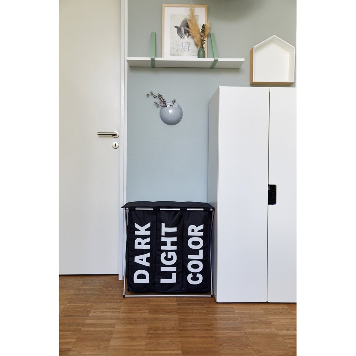 Kosz na pranie zamykany duży TRIO TOP 118 l, pojemnik na brudną odzież 3 komory, WENKO