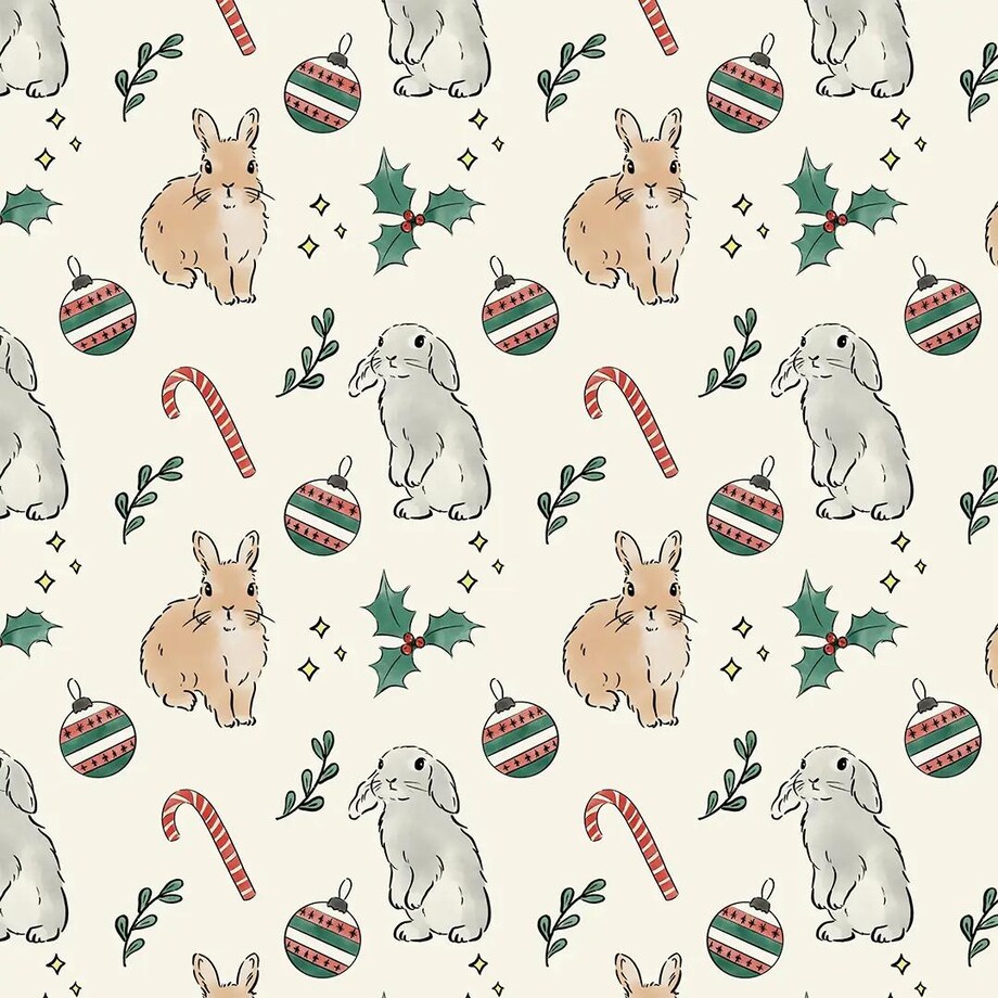 Poduszka świąteczna - Akwarelowe króliczki świąteczne