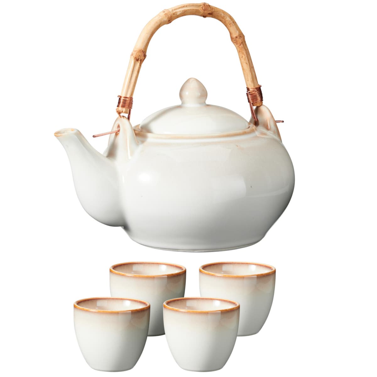 Zestaw do herbaty, ceramiczny, dzbanek 1 l i 4 filiżanki