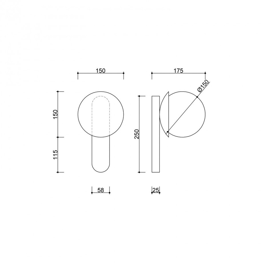 KUUL D czarna lampa ścienna / kinkiet z podwyższoną szczelnością IP44