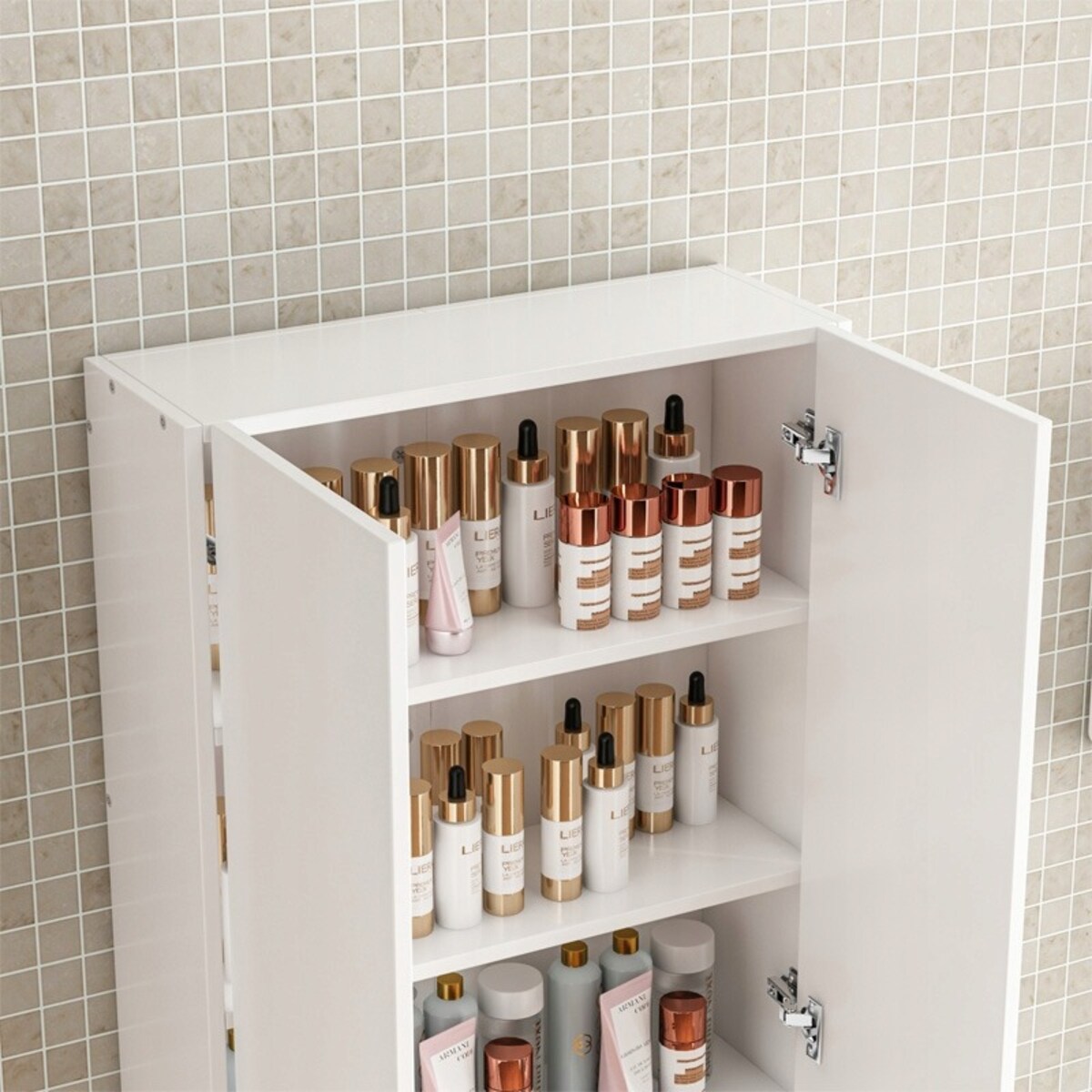 Szafka łazienkowa wisząca biała 2-drzwiowa nowoczesna ścienna 3 półki 60 cm