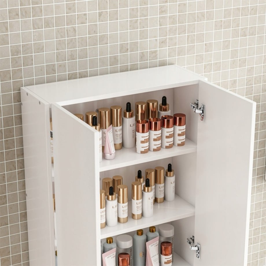 Szafka łazienkowa wisząca biała 2-drzwiowa nowoczesna ścienna 3 półki 60 cm