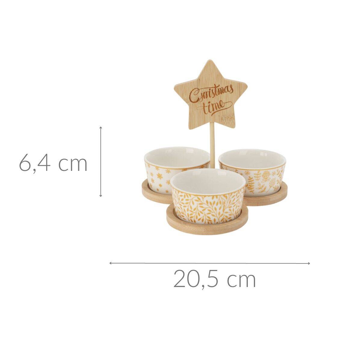 Miseczki na przekąski CHRISTMAS TIME, na bambusowych podstawkach