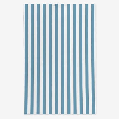 Lniany ręcznik kuchenny - błękitne paski - 2 cm