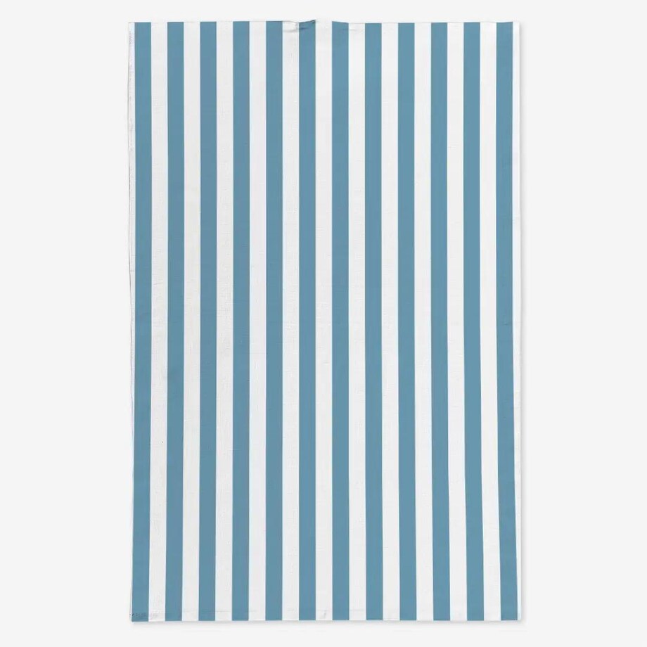 Lniany ręcznik kuchenny - błękitne paski - 2 cm