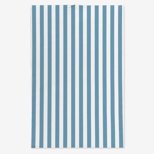 Lniany ręcznik kuchenny - błękitne paski - 2 cm