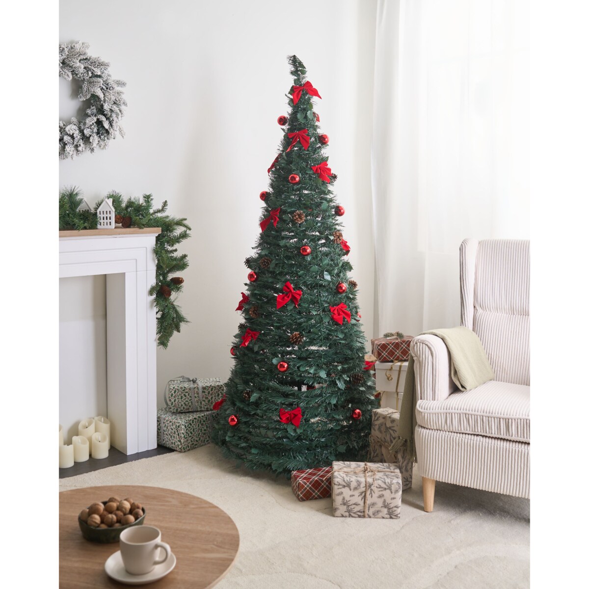 Sztuczna choinka świąteczna Składane LED PINEORA 185 cm Zielony