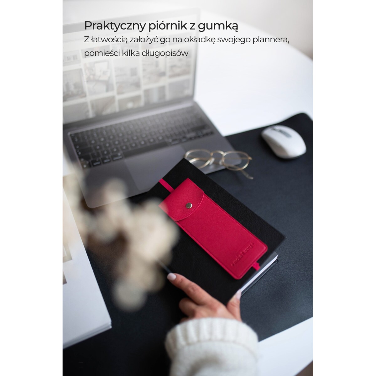 Piórnik na planner z gumką – Ruby Red