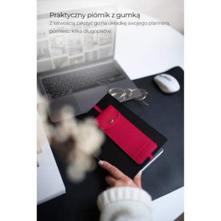 Piórnik na planner z gumką – Ruby Red