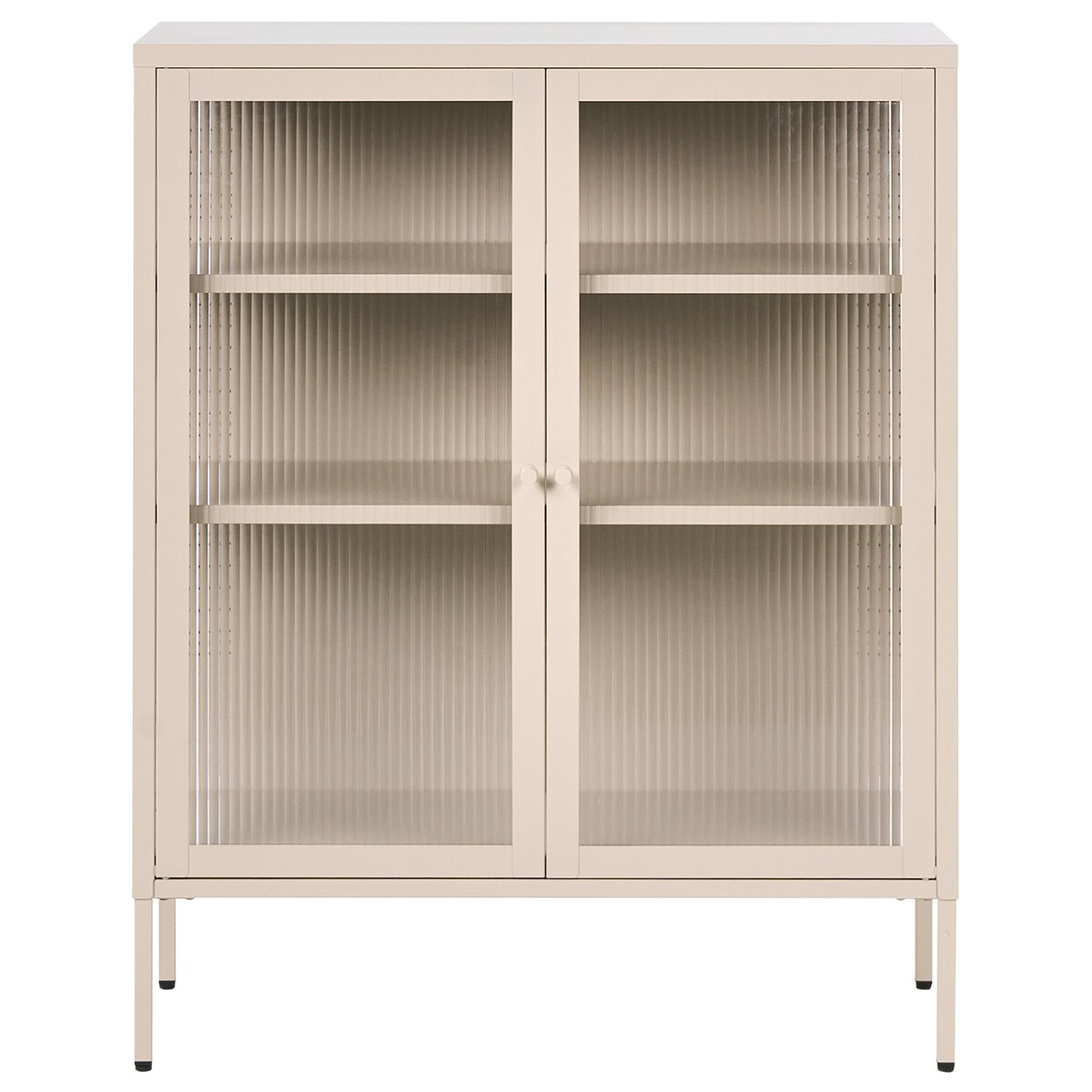Szafka ze szklanymi drzwiami LERRYN Metal 90 cm Beżowy