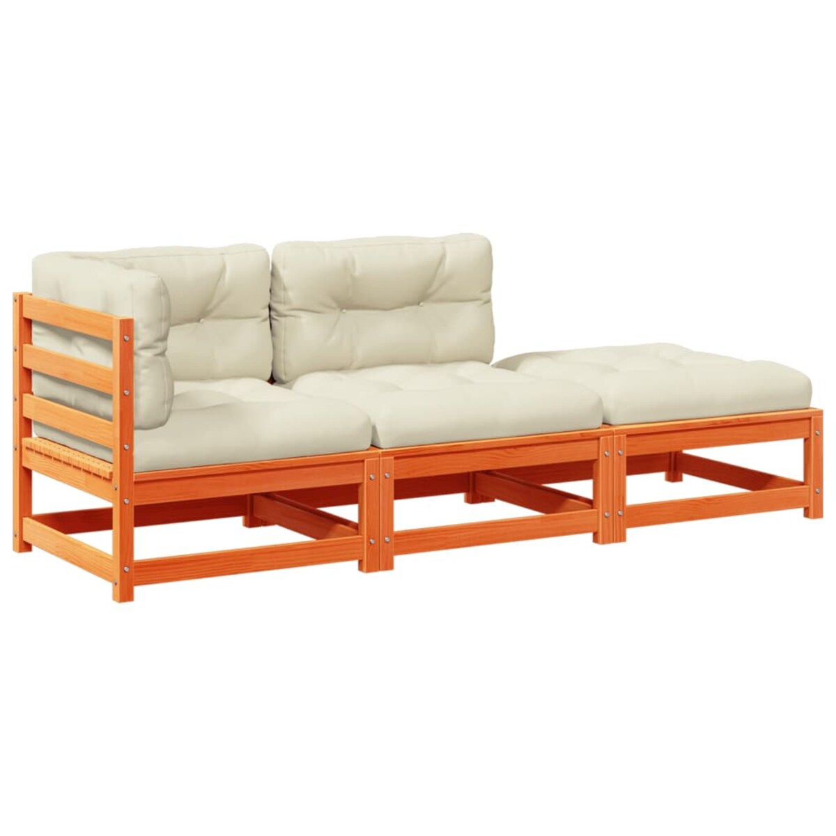 vidaXL 3-cz zestaw mebli ogrodowych z poduszkami, woskowy brąz, sosna