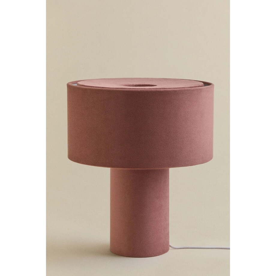 Lampa stołowa tapicerowana Pianela, ciemnoróżowa, 35 cm