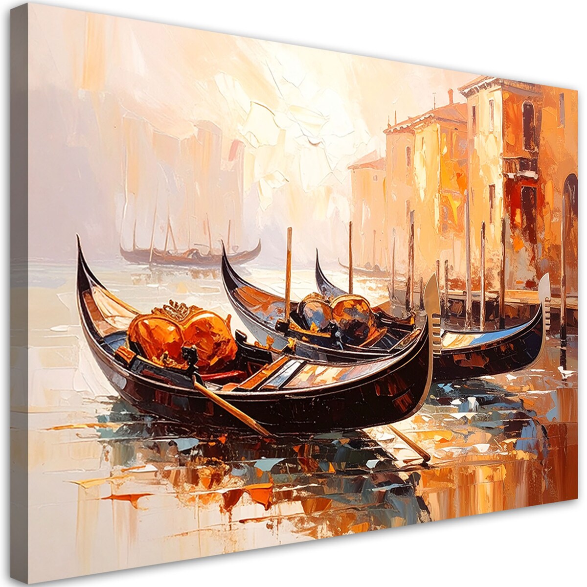 Feeby Obraz do salonu sypialni, Wenecja Miasto Gondole Beżowy 120x80