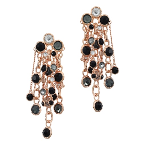 10cm kolczyki złote CZARNE kółeczka okrągłe cyrkonie czarne eleganckie