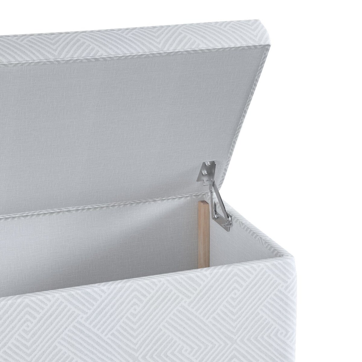 Skrzynia tapicerowana, szaro-białe wzory geometryczne, 120 x 40 x 40 cm, Sunny