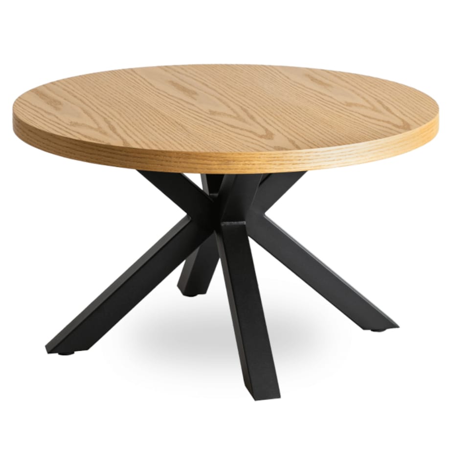 Stolik Kawowy Okrągły Mały Czarny Dąb Złoty Loft Nowoczesny Ława LINCOLN