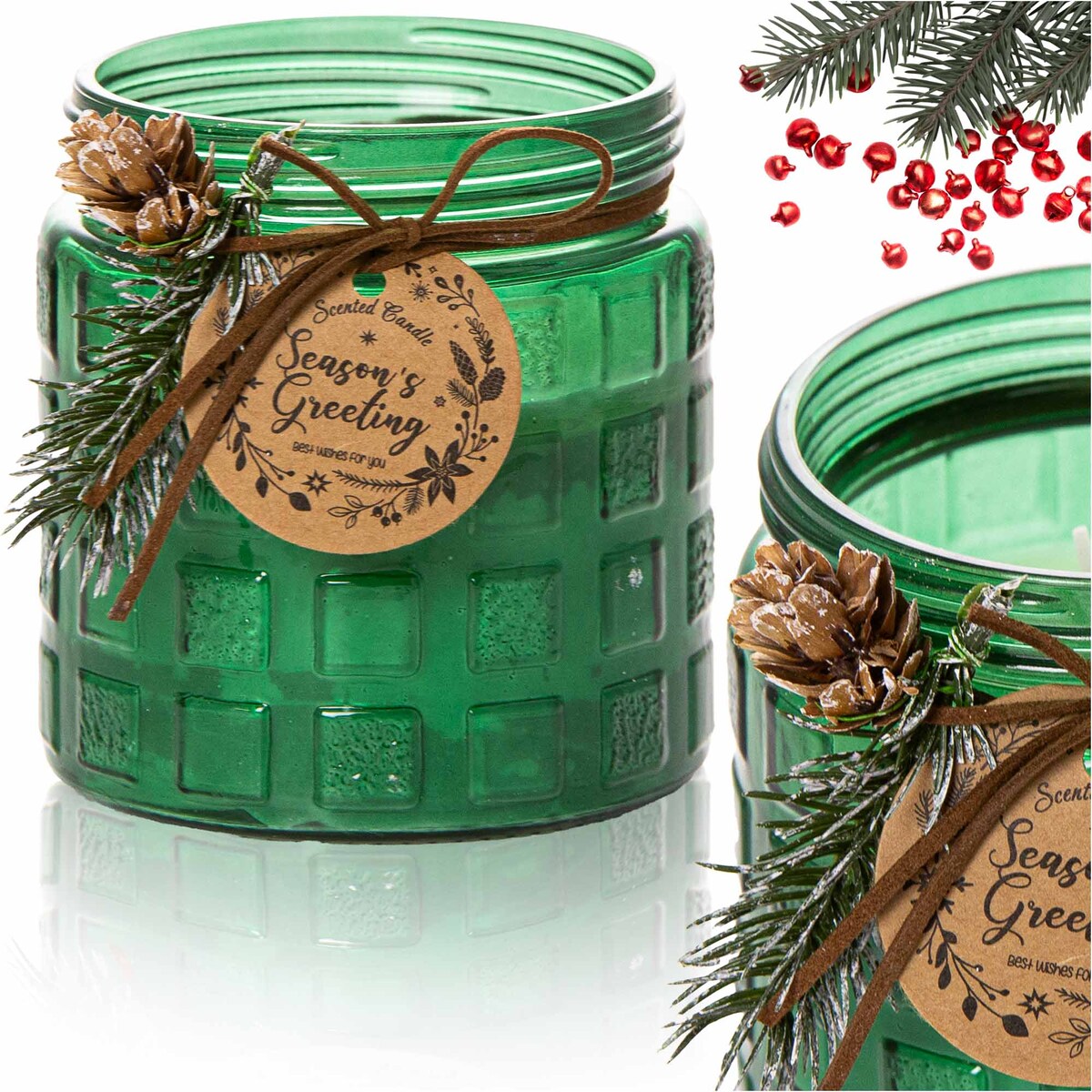 Świeczka Zapachowa Świeca Świąteczna Zapach Drzewny Dekoracja Zielona