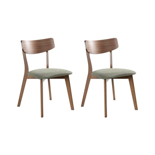Zestaw 2 krzeseł do jadalni HOPE Drewno Ciemny brąz/ zielony