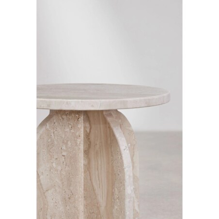 Okrągły stolik pomocniczy Ø30 cm z marmuru Graham kremowo-beżowy