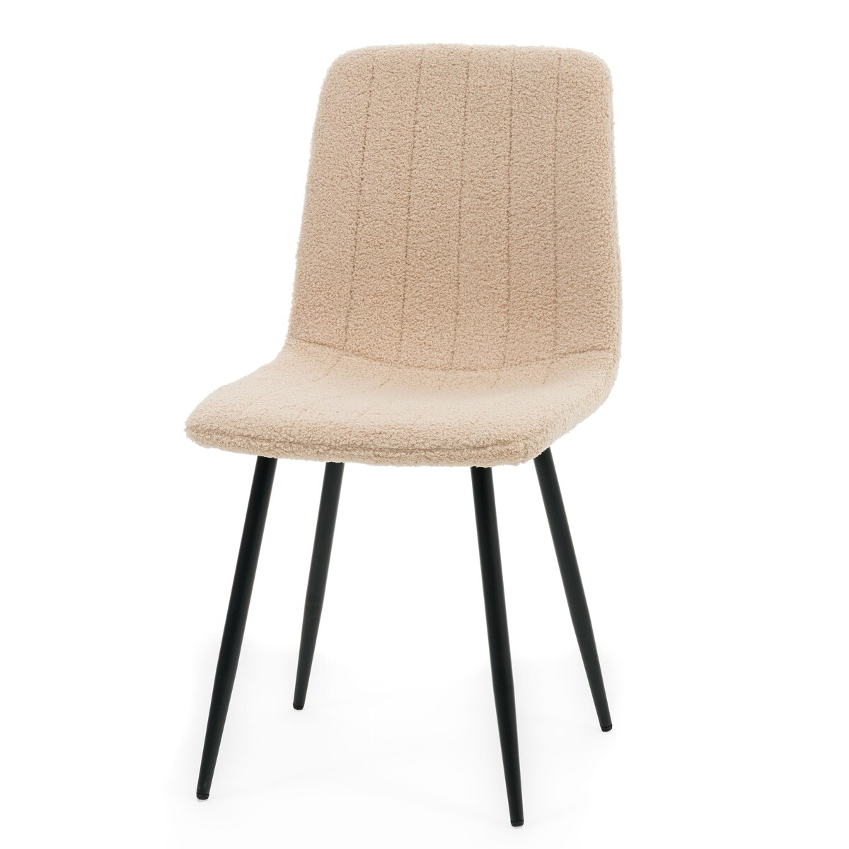 Krzesło tapicerowane do salonu jadalni GELA ciemnobeżowy boucle