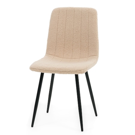 Krzesło tapicerowane do salonu jadalni GELA ciemnobeżowy boucle