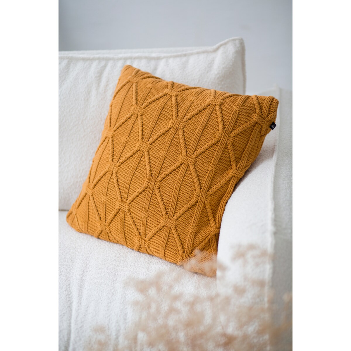 Poszewka brytyjska kwadratowa musztardowa, 50 x 50 cm, La Manta